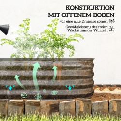 Metallinen kasvatuslaatikko / korkeapenkki 150 x 62 x 30 cm, tummanharmaa