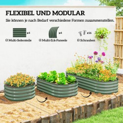 Metallinen modulaarinen viljelylaatikko / kasvatuslaatikko 150 x 62 x 30 cm, vihreä