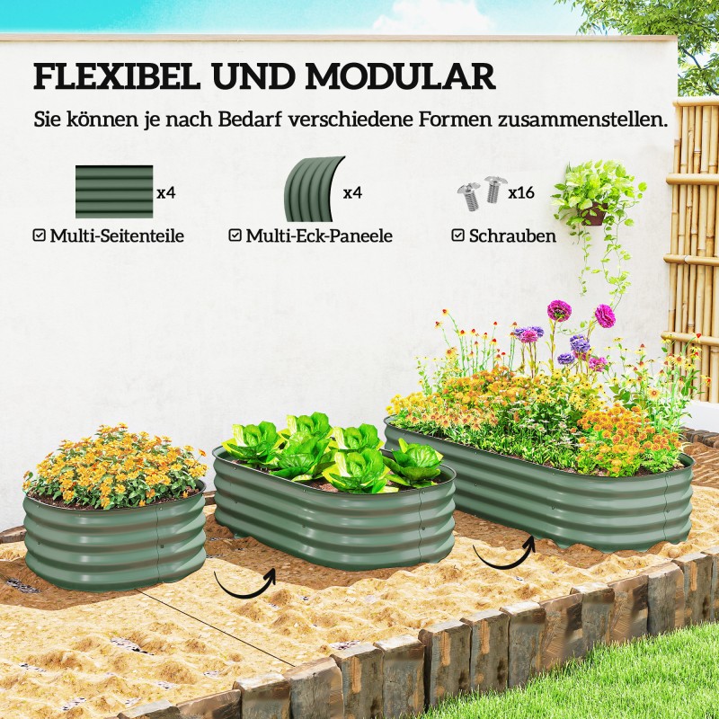 Metallinen modulaarinen viljelylaatikko / kasvatuslaatikko 150 x 62 x 30 cm, vihreä