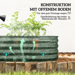 Metallinen modulaarinen viljelylaatikko / kasvatuslaatikko 150 x 62 x 30 cm, vihreä