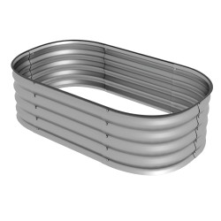 Korotettu viljelylaatikko puutarhaan modulaarinen metallinen avopohja 105 x 62 x 30 cm hopea