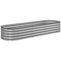 Korkea istutuslaatikko kasvilava pohjaton kuumasinkitty metalli 195 x 62 x 30 cm hopea