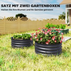 Galvanoidut istutusastiat avoimella pohjalla Ø60 x 30 cm 2 kpl, tummanharmaa