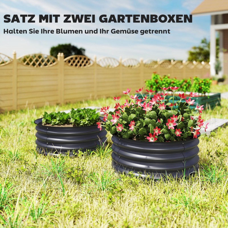 Galvanoidut istutusastiat avoimella pohjalla Ø60 x 30 cm 2 kpl, tummanharmaa