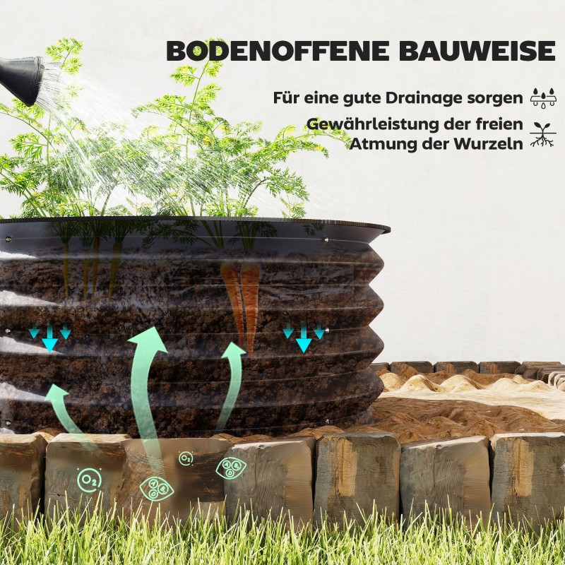 Galvanoidut istutusastiat avoimella pohjalla Ø60 x 30 cm 2 kpl, tummanharmaa