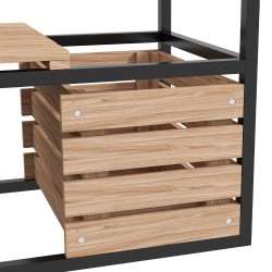 Puinen viljelylaatikko / kukkateline 3 istutusosaa 83 x 39 x 100 cm luonnonvaalea / musta