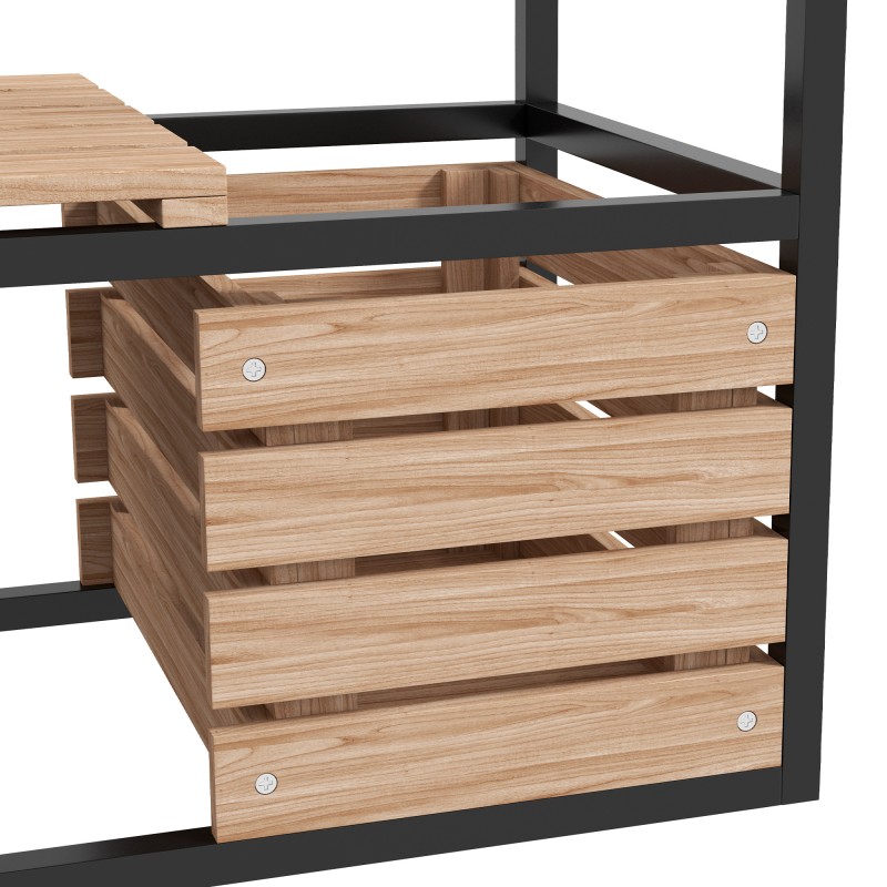 Puinen viljelylaatikko / kukkateline 3 istutusosaa 83 x 39 x 100 cm luonnonvaalea / musta