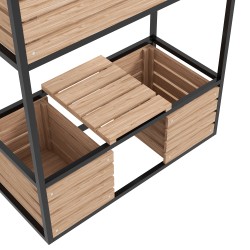 Puinen viljelylaatikko / kukkateline 3 istutusosaa 83 x 39 x 100 cm luonnonvaalea / musta