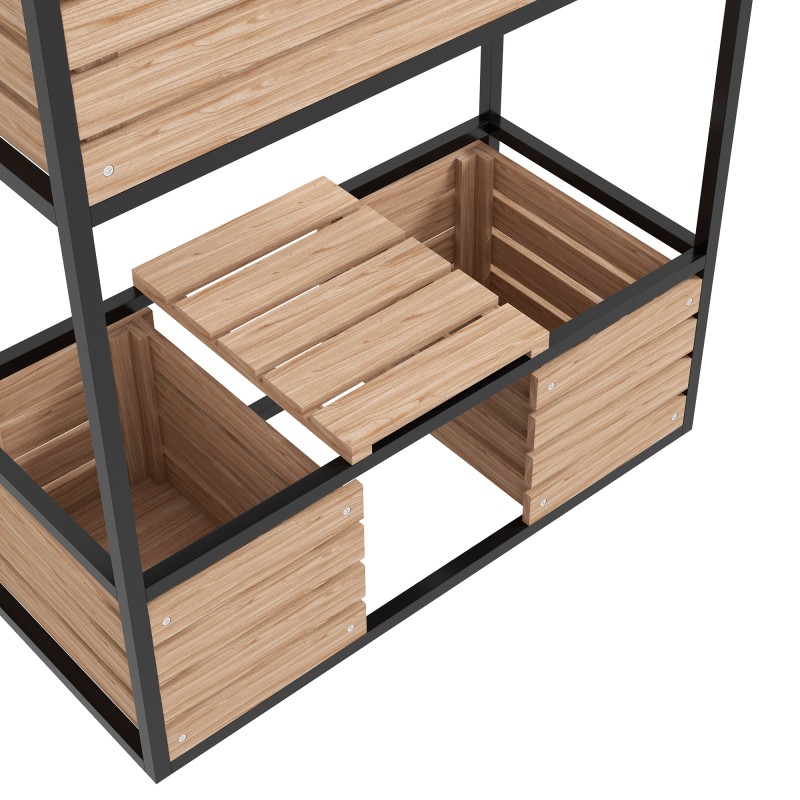 Puinen viljelylaatikko / kukkateline 3 istutusosaa 83 x 39 x 100 cm luonnonvaalea / musta