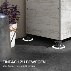 Viljelylaatikko kaapilla ja pyörillä, kuusipuu, 110x50x95 cm, 131 l, valkoinen käytetty look