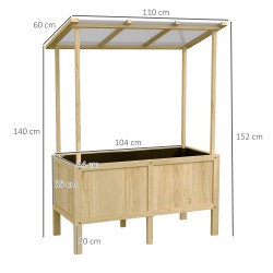 Viljelylaatikko katolla ulkokäyttöön, kuusipuuta, 110 x 60 x 152 cm, 160 l, luonnonvärinen