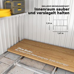 Metallinen pihavarasto 2,81 m² pulpettikatolla, sinkitty teräs, valkoinen 154 x 206,5 x 181 cm