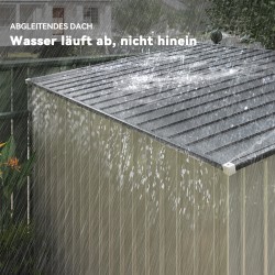 Metallinen pihavarasto 2,81 m² pulpettikatolla, sinkitty teräs, valkoinen 154 x 206,5 x 181 cm