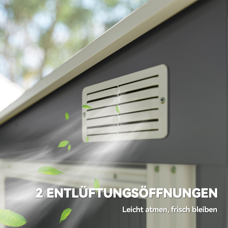 Metallinen pihavarasto 2,81 m² ulkovarasto sinkitty teräs 154 x 206,5 x 181 cm tummanharmaa