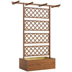 Puinen korkea istutuslaatikko säleiköllä ja katoksella kuusi 160 x 55 x 183 cm oranssi