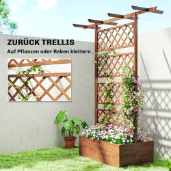 Puinen korkea istutuslaatikko säleiköllä ja katoksella, kuusi, 160 x 55 x 183 cm, oranssi