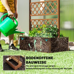 Puinen korkea istutuslaatikko säleiköllä ja katoksella, kuusi, 160 x 55 x 183 cm, oranssi