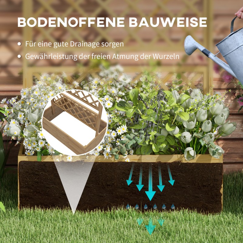 Puinen istutuslaatikko ritilällä ja katoksella, kuusipuu, 160 x 55 x 183 cm, luonnonväri