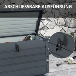 Pihasäilytyslaatikko galvanoitu teräs 100 x 62 x 65 cm 295 l tummanharmaa