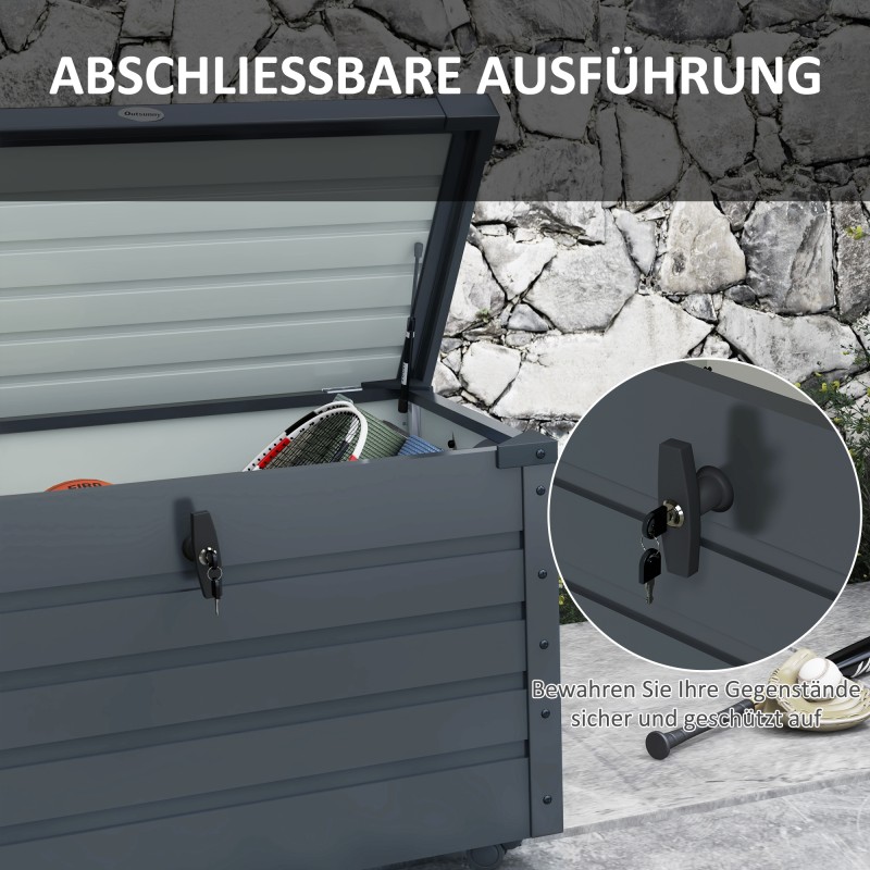 Pihasäilytyslaatikko galvanoitu teräs 100 x 62 x 65 cm 295 l tummanharmaa