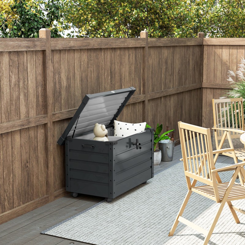 Pihasäilytyslaatikko galvanoitu teräs 100 x 62 x 65 cm 295 l tummanharmaa