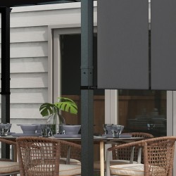 Terassikatos puutarhaan, teräsrunko ja polyesterikangas, 3 x 3,5 m, tummanharmaa