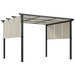 Pergola terassille teräsrunko ja liukuva polyesterikatto 3 x 3 5 m beige