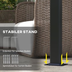 Pergola terassille, teräsrunko ja liukuva polyesterikatto, 3 x 3,5 m, beige