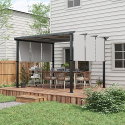 Terassikatos pergola teräsrungolla 3 x 3,5 m tummanharmaa, säänkestävä