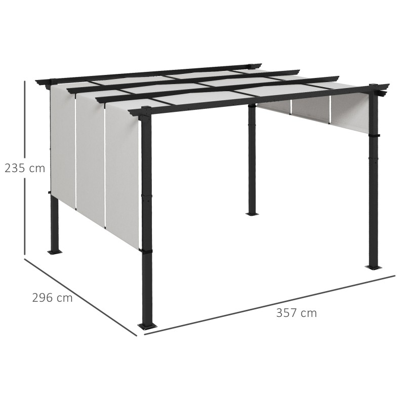 Terassikatos pergola teräsrungolla 3 x 3,5 m tummanharmaa, säänkestävä