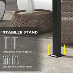 Terassikatos pergola teräsrungolla 3 x 3,5 m tummanharmaa, säänkestävä