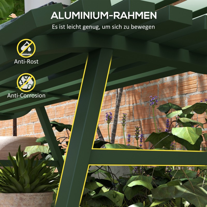 Puutarhan ulkopenkki 2 hengelle, alumiini, 123 x 67 x 79 cm, vihreä