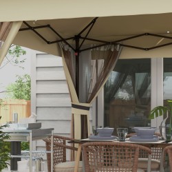 Puutarhapaviljonki pop up 3,3 x 3,3 m LED-valoilla, hyttysverkoilla ja sivuseinillä, ruskea