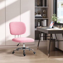 Työtuoli toimistoon ilman käsinojia, plüsch-verhoilu, 48 x 53 x 80–90 cm, vaaleanpunainen