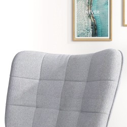 Keinutuoli ja jalkarahi, skandinaavinen design, pyökki, 64 x 89 x 90 cm, vaaleanharmaa