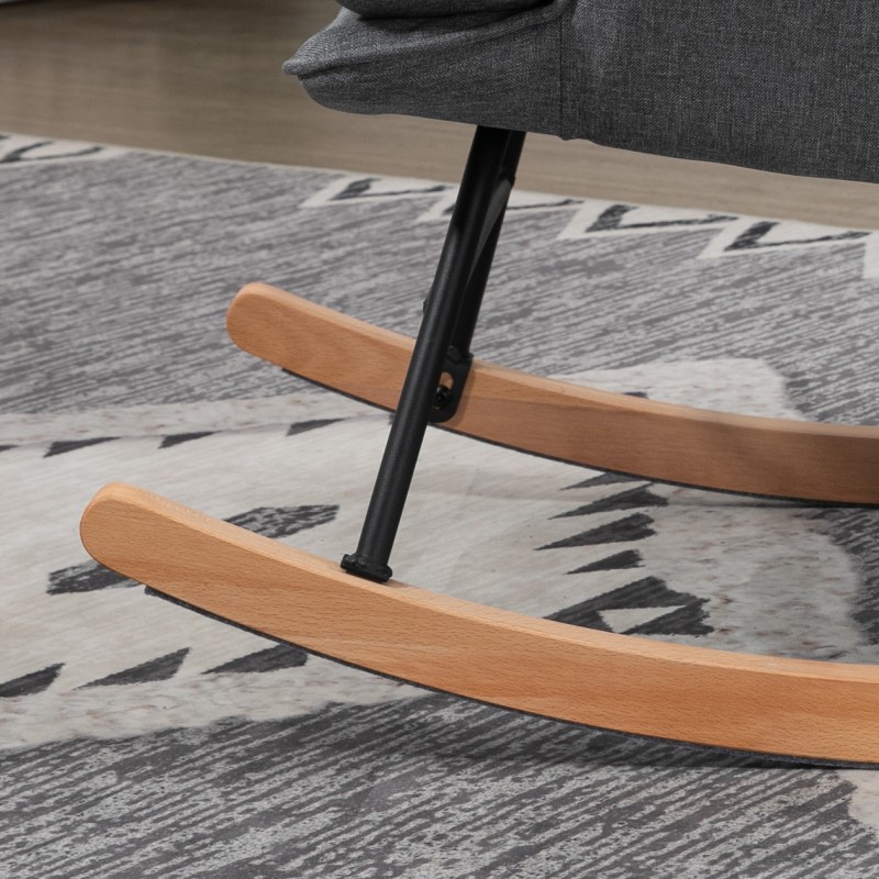 Keinutuoli ja jalkajakkara, polyesteri, kantavuus 130 kg, 64x89x90 cm, harmaa