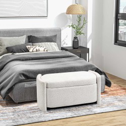 Säilytyspenkki eteiseen teddy-sametti, 105 x 44 x 45,5 cm, creme/beige