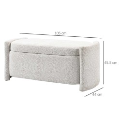 Säilytyspenkki eteiseen teddy-sametti, 105 x 44 x 45,5 cm, creme/beige