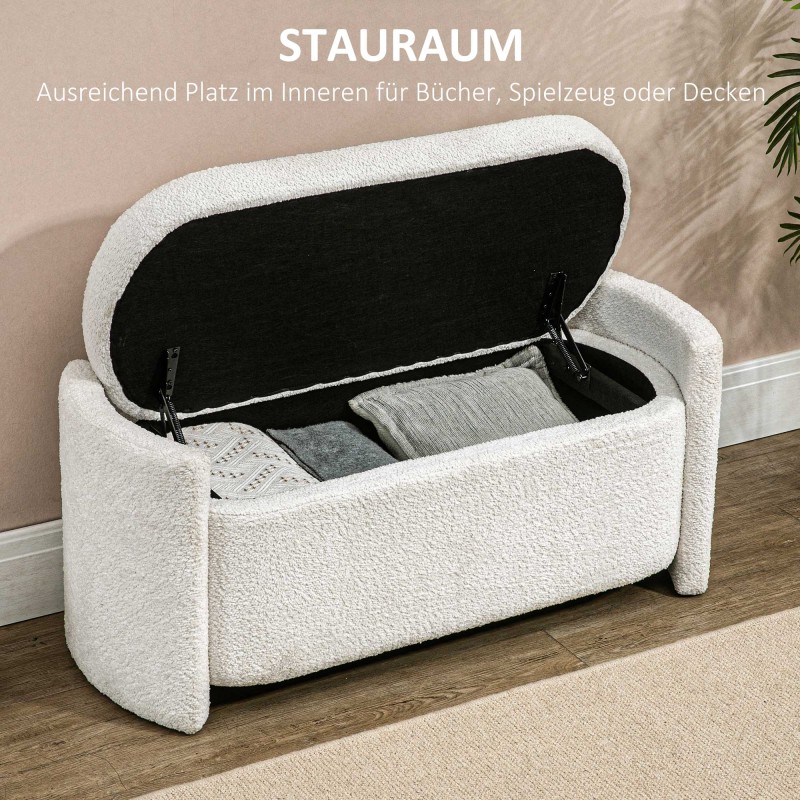 Säilytyspenkki eteiseen teddy-sametti, 105 x 44 x 45,5 cm, creme/beige