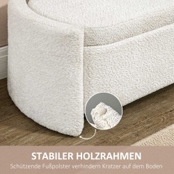 Säilytyspenkki eteiseen teddy-sametti, 105 x 44 x 45,5 cm, creme/beige