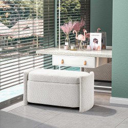 Säilytyspenkki eteiseen teddy-sametti, 105 x 44 x 45,5 cm, creme/beige