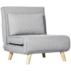 Taitettava lepotuoli vuodesohva 6 asentoinen selkänoja pellavakangasta muistuttava polyesteri 150 kg vaaleanharmaa