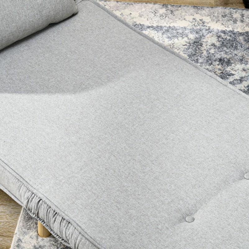 Taitettava lepotuoli / vuodesohva, 6-asentoinen selkänoja, pellavakangasta muistuttava polyesteri, 150 kg, vaaleanharmaa