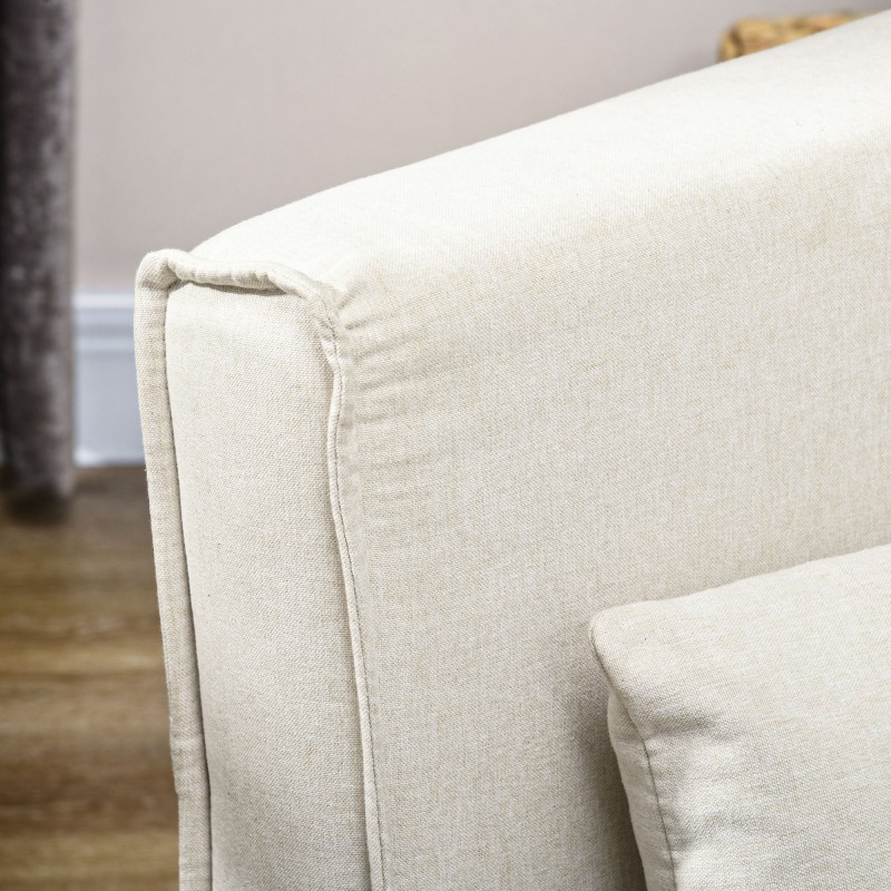 Lepotuoli vuodemekanismilla, 6-asentoinen selkänoja, pellavamainen kangas, kantavuus 120 kg, kermanvalkoinen