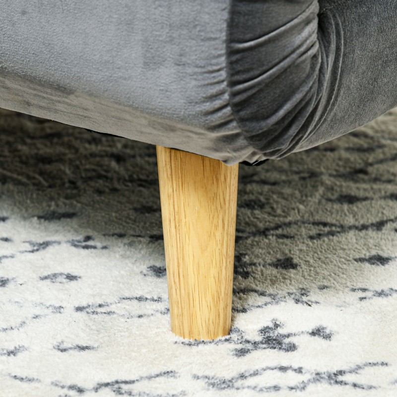 2-in-1 lepotuoli ja vierasvuode, samettimainen kangas, 72 x 78 x 79 cm, harmaa