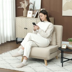 Nojatuolivuode 3-in-1, samettipintainen, säädettävä selkänoja, 72 x 190 cm, beige