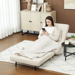 Nojatuolivuode 3-in-1, samettipintainen, säädettävä selkänoja, 72 x 190 cm, beige