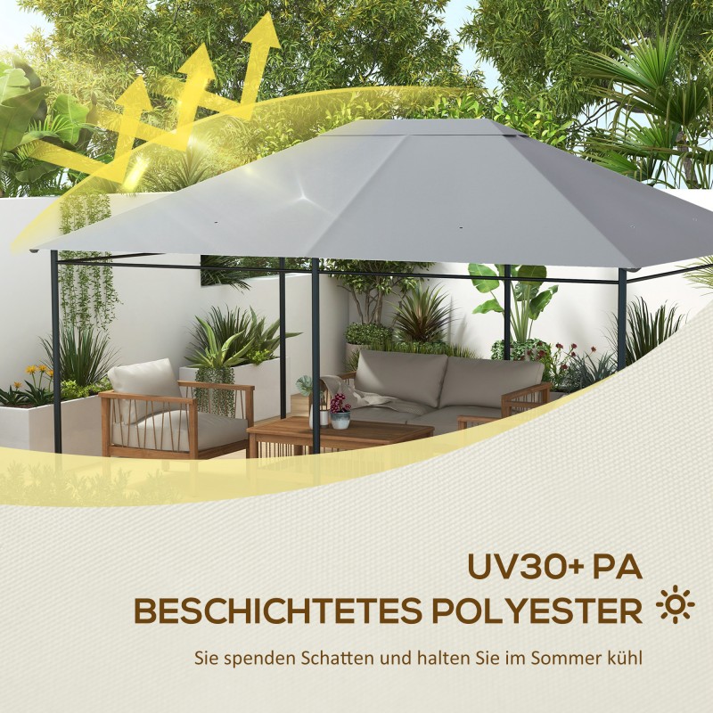 Paviljongin vaihtokatos 4 x 3 m, polyesteri, 397 x 297 cm, vaaleanharmaa