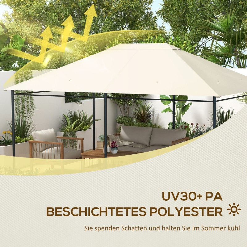 Paviljonkikatos varaosakatto 4 x 3 m polyesteri 397 x 297 cm kermanvalkoinen