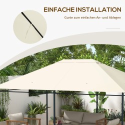 Paviljonkikatos varaosakatto 4 x 3 m polyesteri 397 x 297 cm kermanvalkoinen